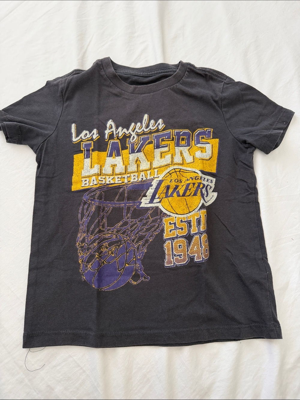 NBA Los Angeles Lakers Black Tee with Yellow & Purple Graphics
